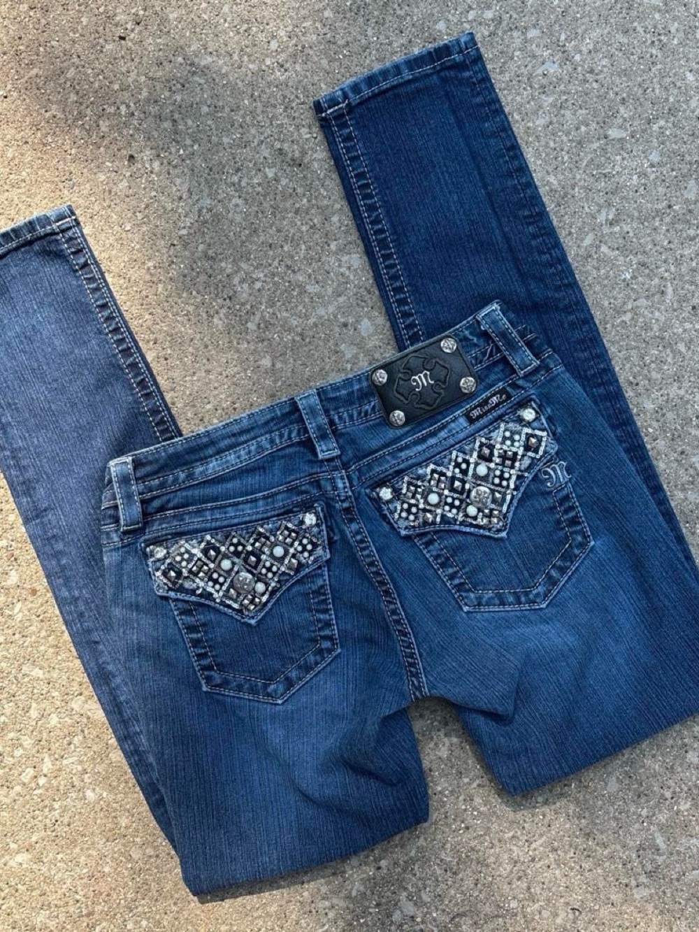 Miss Me low rise rhinestone skinny jeans